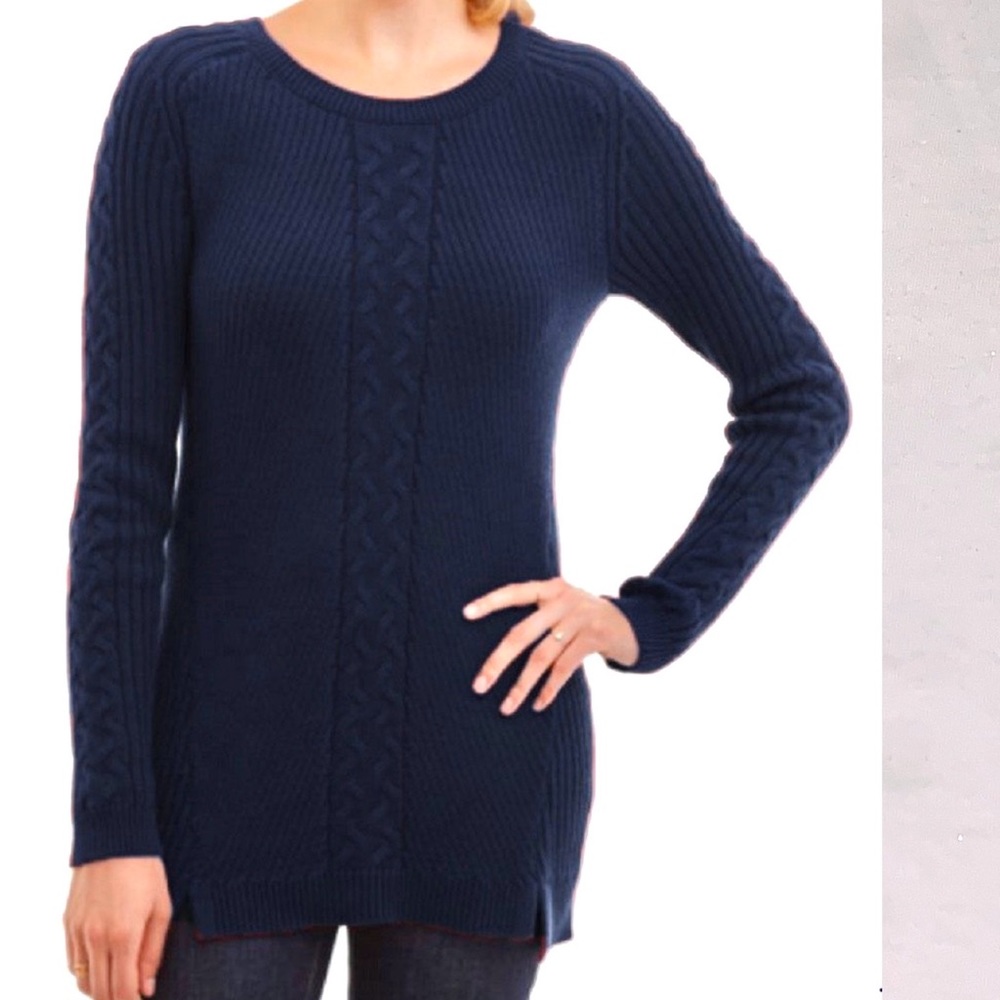 Nautica Women’s Navy Tunic Cable Knit Sweater M